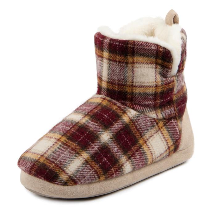 Totes Toasties TARTAN Womens Bootie Slippers Multi