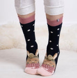 Totes Toasties ORIGINAL SLIPPER SOCKS (TWIN PACK) Womens Rabbit / Fairisle