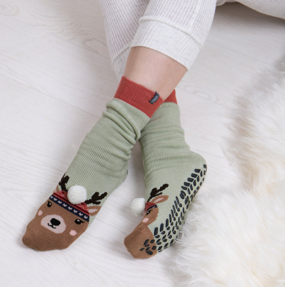 Totes Toasties SINGLE ORIGINAL Slipper Socks Womens Socks Reindeer