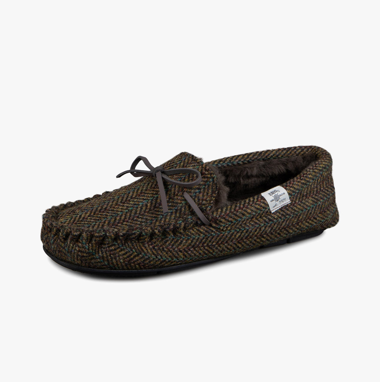 Totes Toasties WOVEN WOOL MIX MOCCASIN Slippers Mens Brown