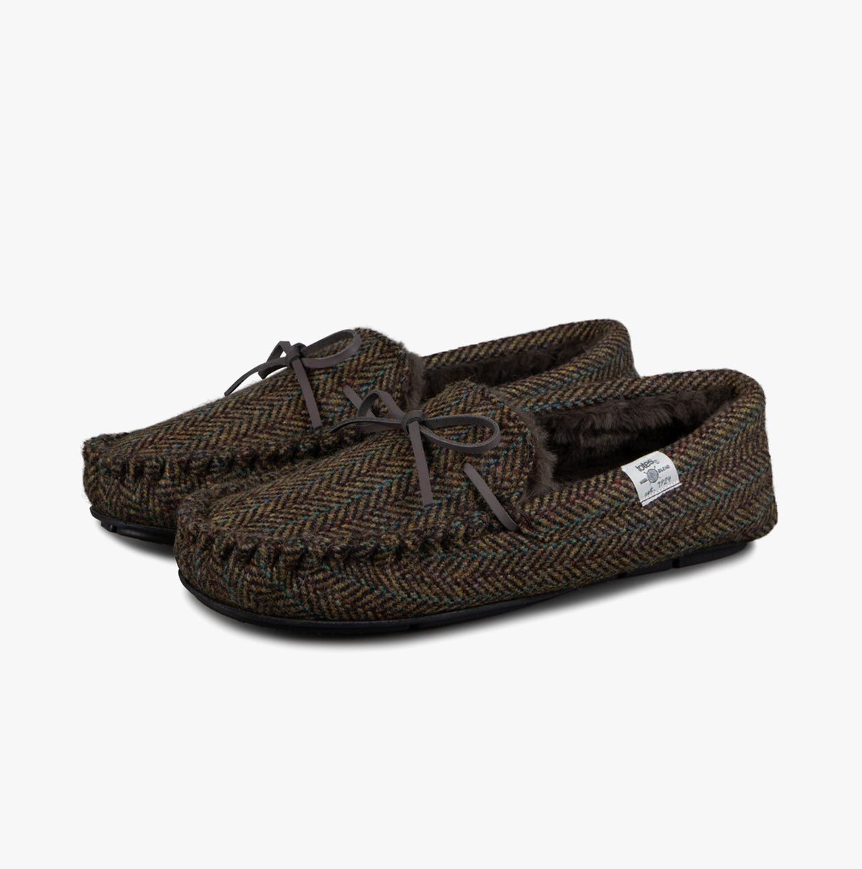 Totes Toasties WOVEN WOOL MIX MOCCASIN Slippers Mens Brown