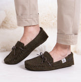 Totes Toasties WOVEN WOOL MIX MOCCASIN Slippers Mens Brown