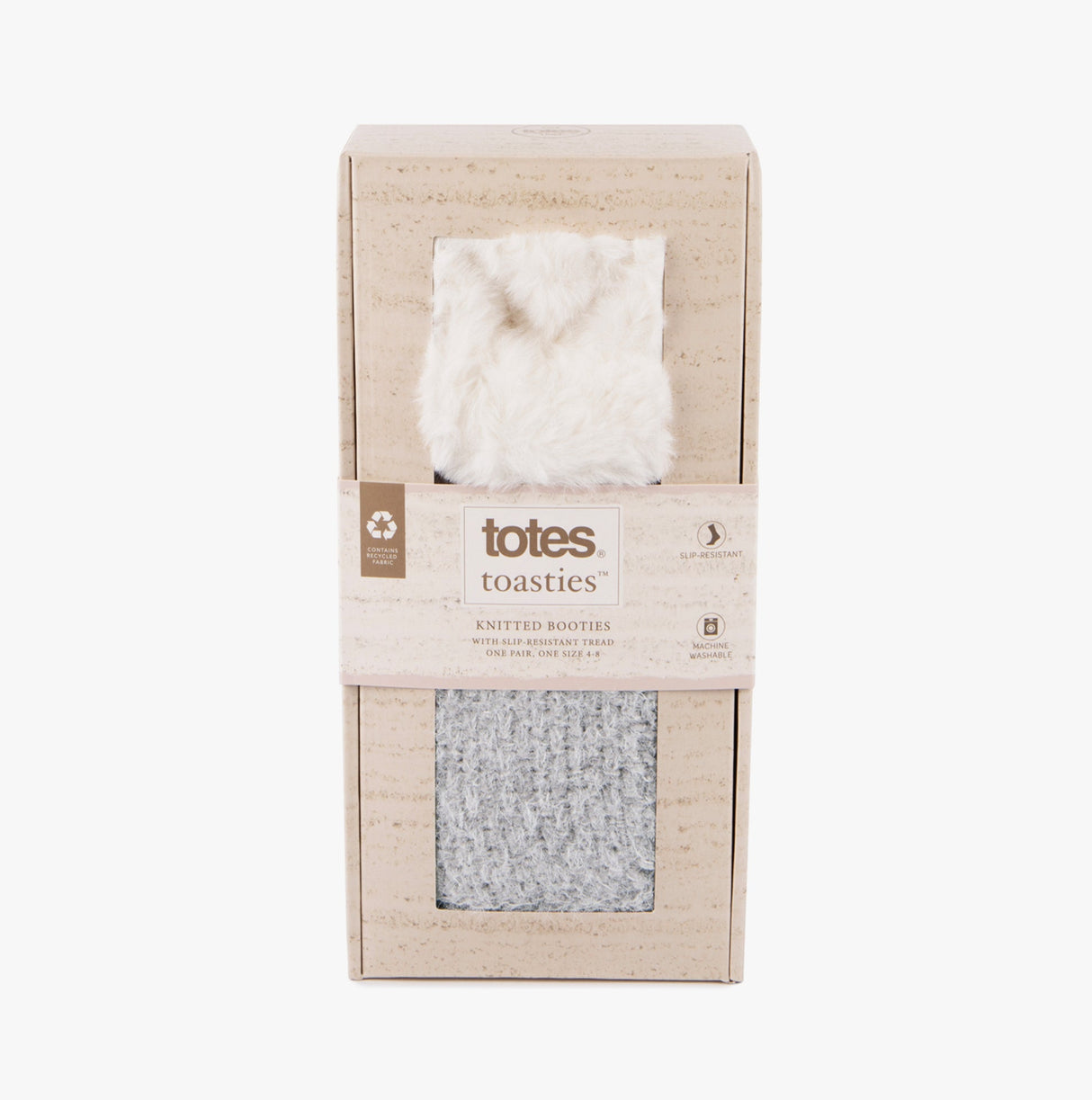 Totes Toasties KNITTED TEXTURED BOOTIES Womens Grey