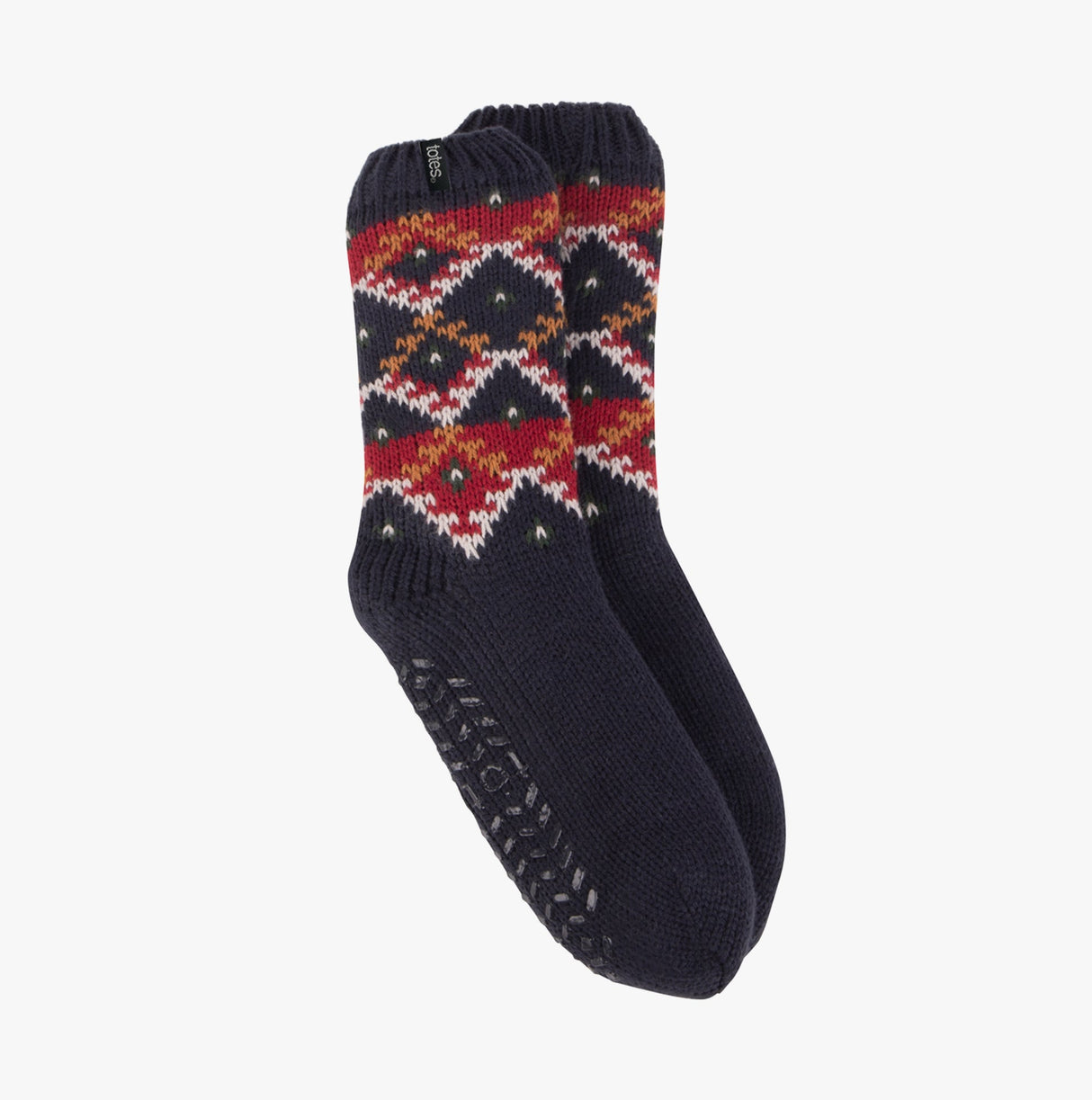 Totes Toasties SHERPA LINED FAIR ISLE SLIPPER-SOX Mens Fairisle