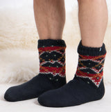 Totes Toasties SHERPA LINED FAIR ISLE SLIPPER-SOX Mens Fairisle