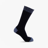 Totes Toasties CHUNKY TWIST WOOL BLEND BOOT SOCKS (TWIN PACK) Mens Navy / Grey