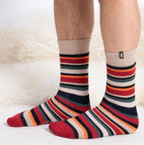 Totes Toasties ORIGINAL SLIPPER SOCKS (TWIN PACK) Mens Socks Campervan / Stripe