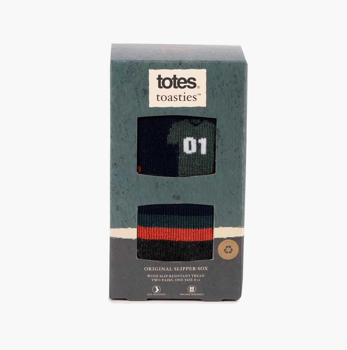 Totes Toasties ORIGINAL SLIPPER SOCKS (TWIN PACK) Mens Socks Football / Stripe