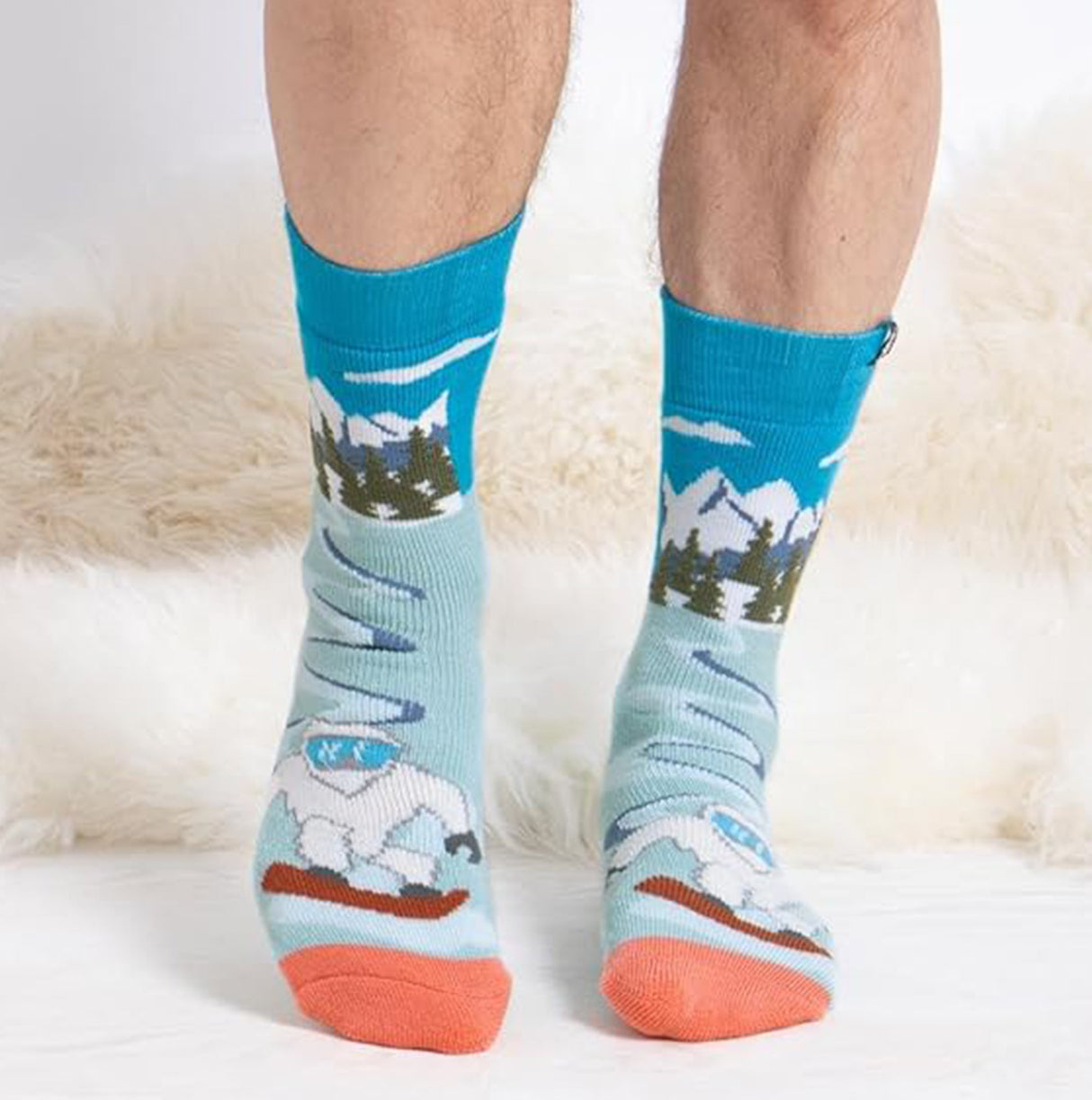 Totes Toasties ORIGINAL SLIPPER SOCKS (TWIN PACK) Mens Socks Yeti