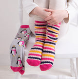 Totes Toasties ORIGINAL Slipper Socks  (Twin Pack) Unisex Kids Socks Penguin / Stripe