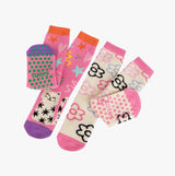 Totes Toasties ORIGINAL SLIPPER-SOX (TWIN PACK) Kids Cat With Flower