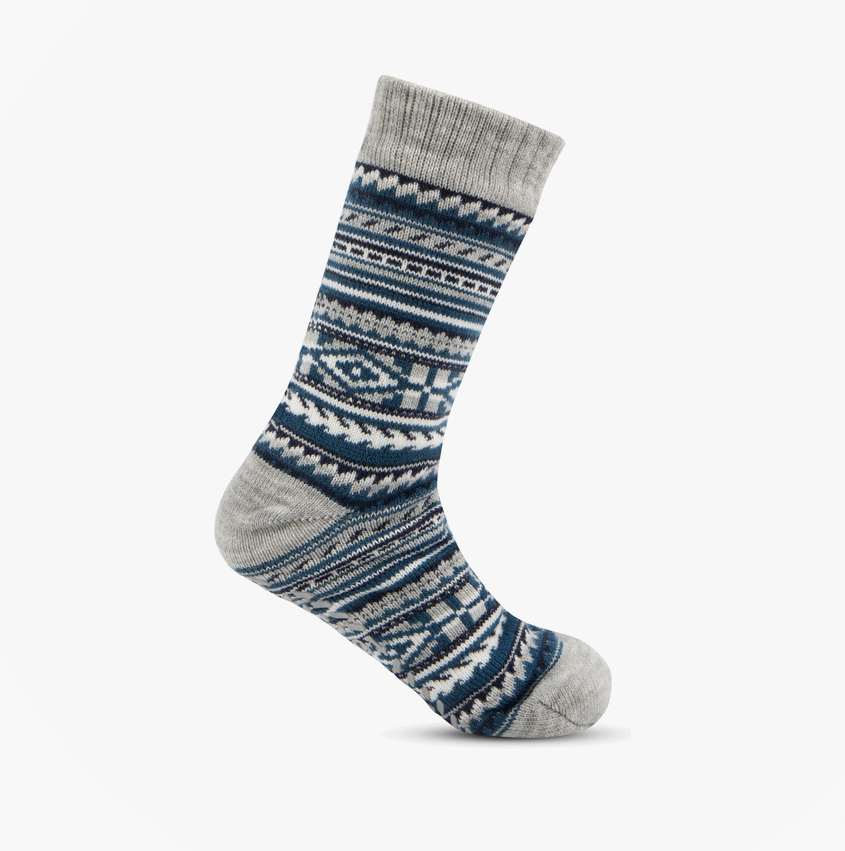 Totes Toasties SHERPA LINED FAIR ISLE Mens Slippers Socks Blue Fair isle