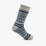 Totes Toasties SHERPA LINED FAIR ISLE Mens Slippers Socks Blue Fair isle