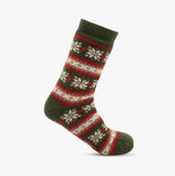 Totes Toasties SHERPA LINED FAIR ISLE Mens Slippers Socks Red Fair isle