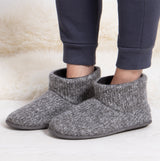 Totes Toasties KNITTED SHORT BOOT SLIPPER Mens Grey