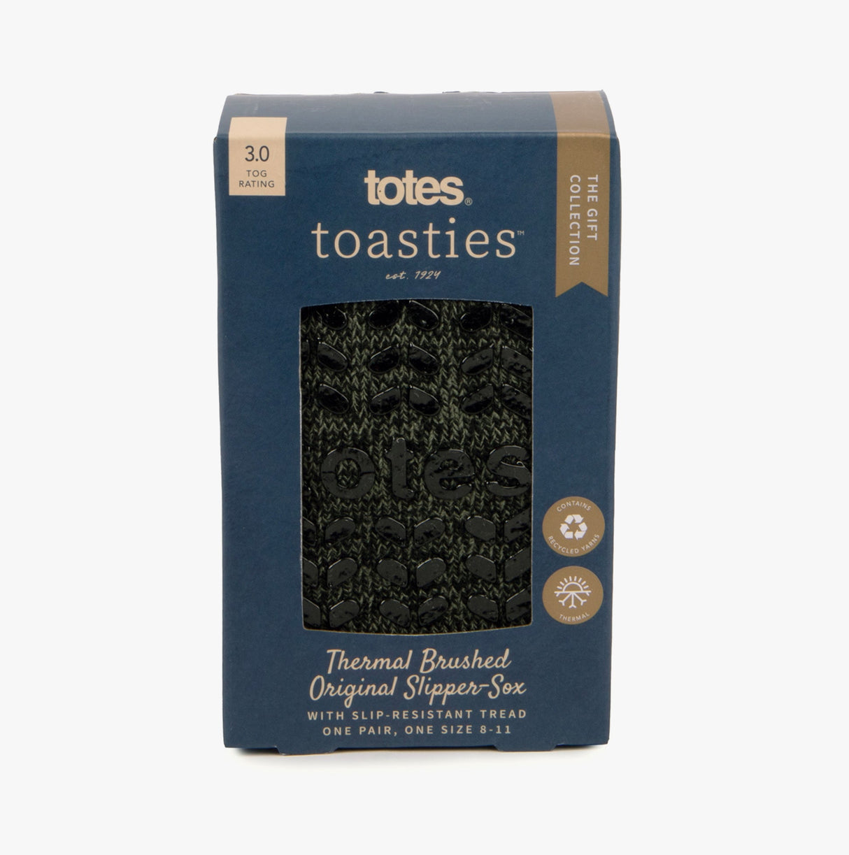 Totes Toasties Recycled Thermal ORIGINAL Slipper Socks Mens Socks Khaki