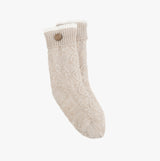 Totes Toasties TEXTURE SLIPPER SOCKS WITH BUTTON Womens Socks Biscuit