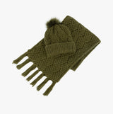 Totes Toasties KNITTED Hat & Scarf Set Womens Khaki