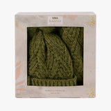 Totes Toasties KNITTED Hat & Scarf Set Womens Khaki