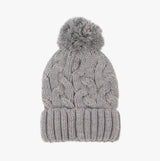 Totes Toasties CABLE KNIT Hat with Pom Pom Womens Bobble Grey