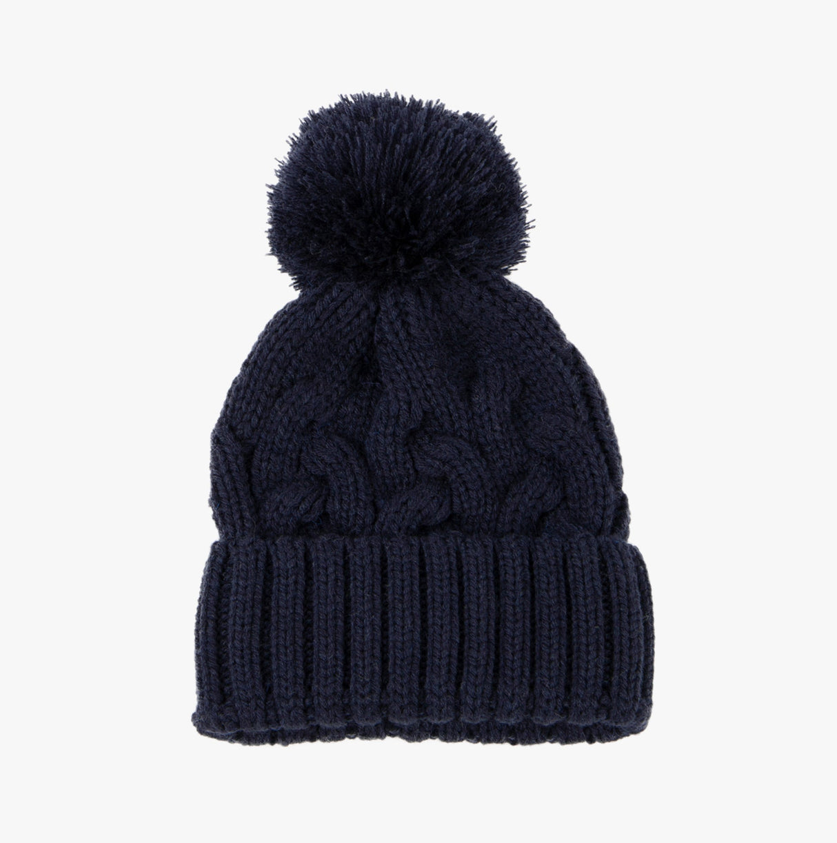 Totes Toasties CABLE KNIT Hat with Pom Pom Womens Bobble Navy