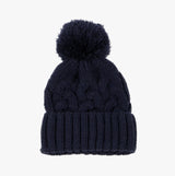 Totes Toasties CABLE KNIT Hat with Pom Pom Womens Bobble Navy