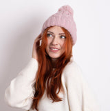 Totes Toasties CABLE KNIT Hat with Pom Pom Womens Bobble Pink