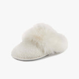 Totes Toasties TEXTURED SPARKLE FAUX FUR MULE Slippers Womens Cream