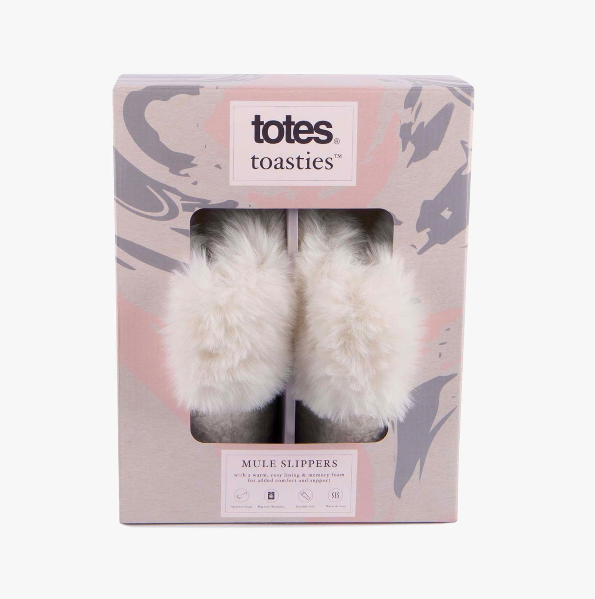 Totes Toasties TEXTURED SPARKLE FAUX FUR MULE Slippers Womens Cream
