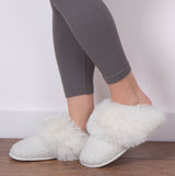 Totes Toasties TEXTURED SPARKLE FAUX FUR MULE Slippers Womens Cream