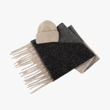 Totes Toasties CHUNKY WOVEN BLANKET SCARF & HAT GIFT SET Womens Oat