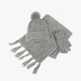 Totes Toasties KNITTED HAT SCARF & MITTEN GIFT SET Womens Grey