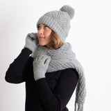 Totes Toasties KNITTED HAT SCARF & MITTEN GIFT SET Womens Grey