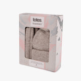 Totes Toasties KNITTED HAT SCARF & ARM WARMER GIFT SET Womens Oat