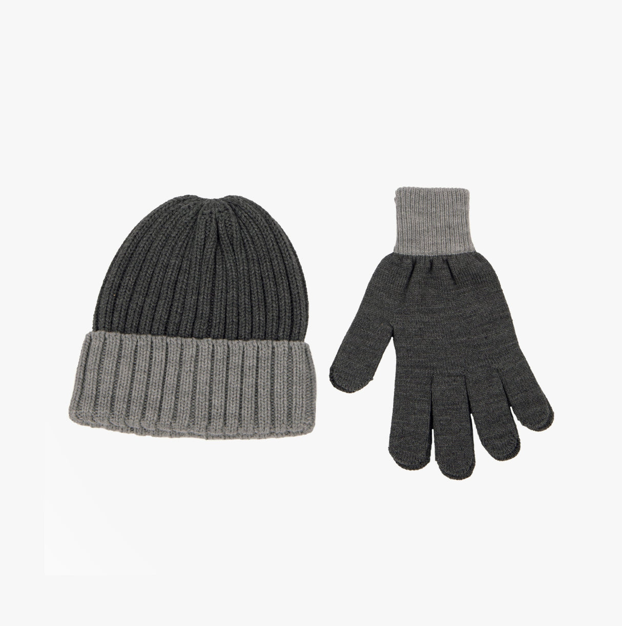 Totes Toasties Chunky Knitted Hat & Gloves Set Mens Charcoal