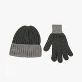 Totes Toasties Chunky Knitted Hat & Gloves Set Mens Charcoal