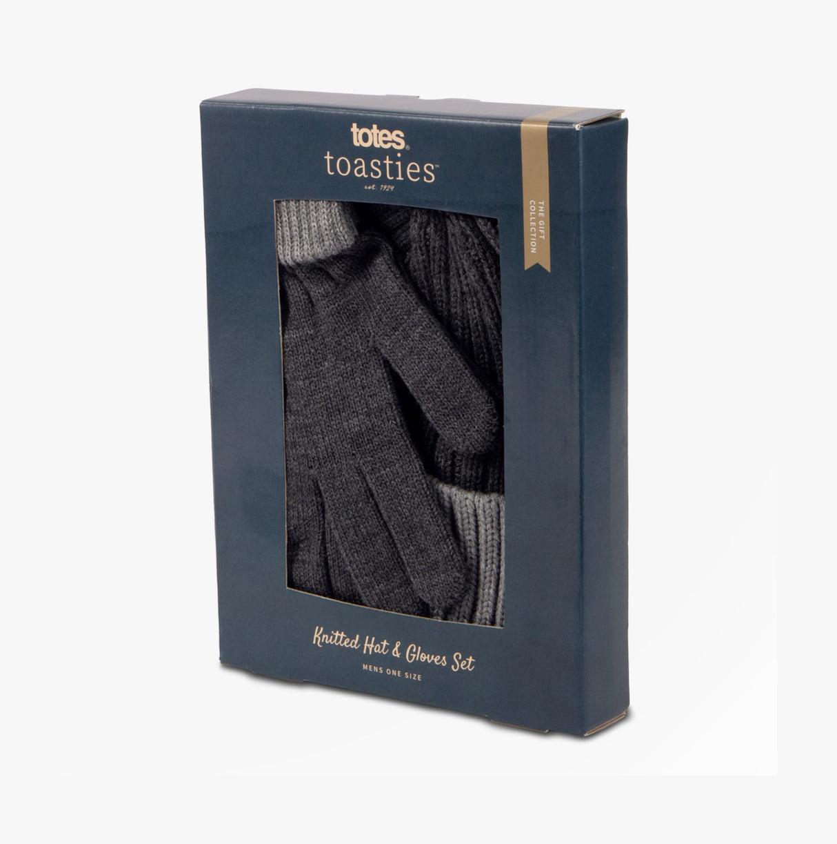 Totes Toasties Chunky Knitted Hat & Gloves Set Mens Charcoal