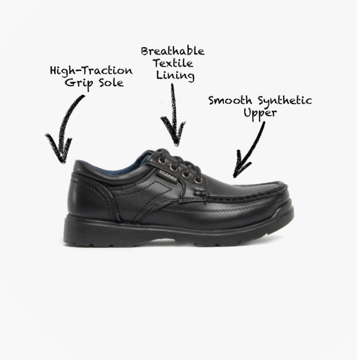 US Brass STUBBY Boys Lace-Up Casual Shoes Black