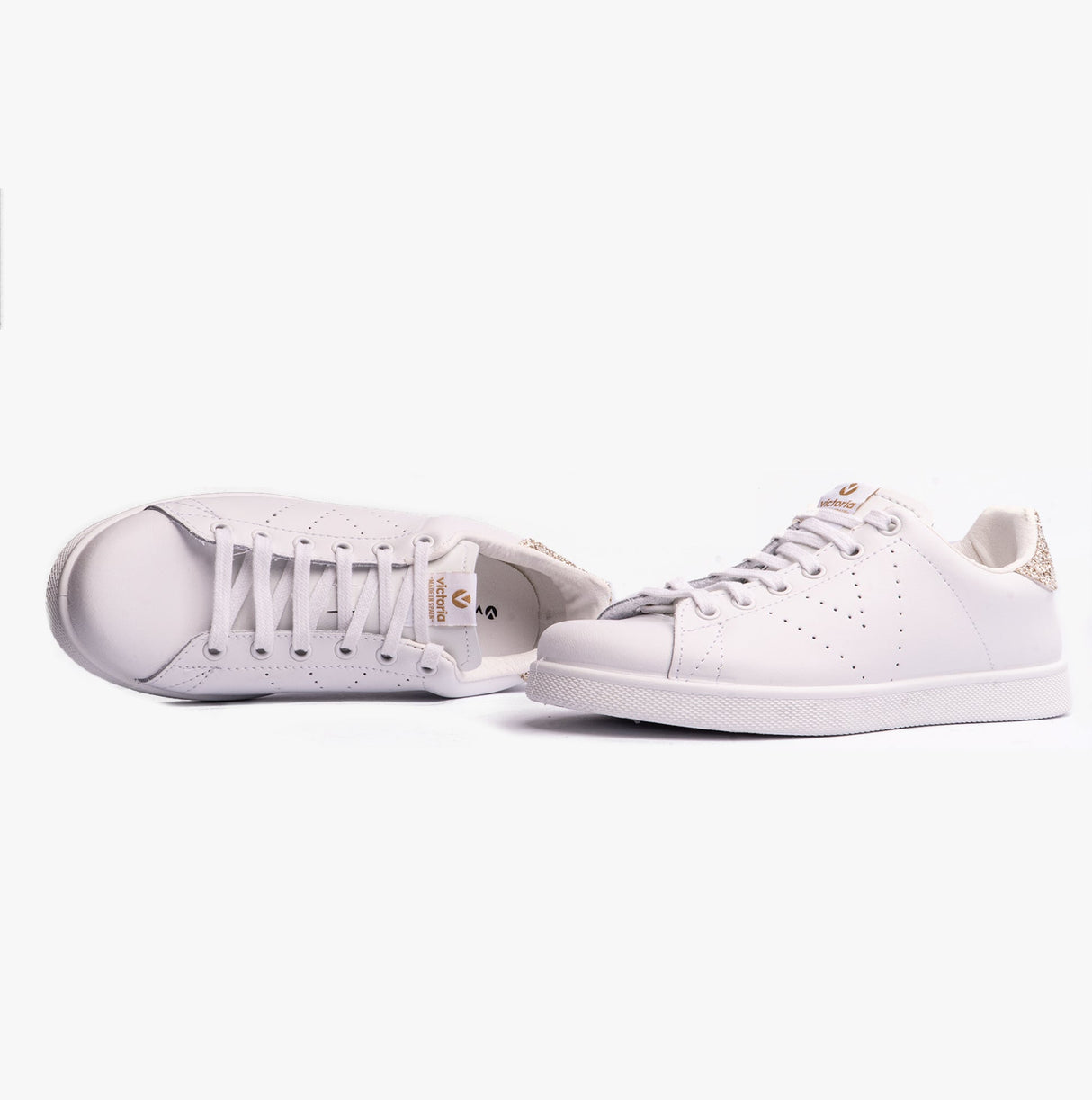 Victoria TENIS LEATHER & GLITTER Womens Trainers Cava