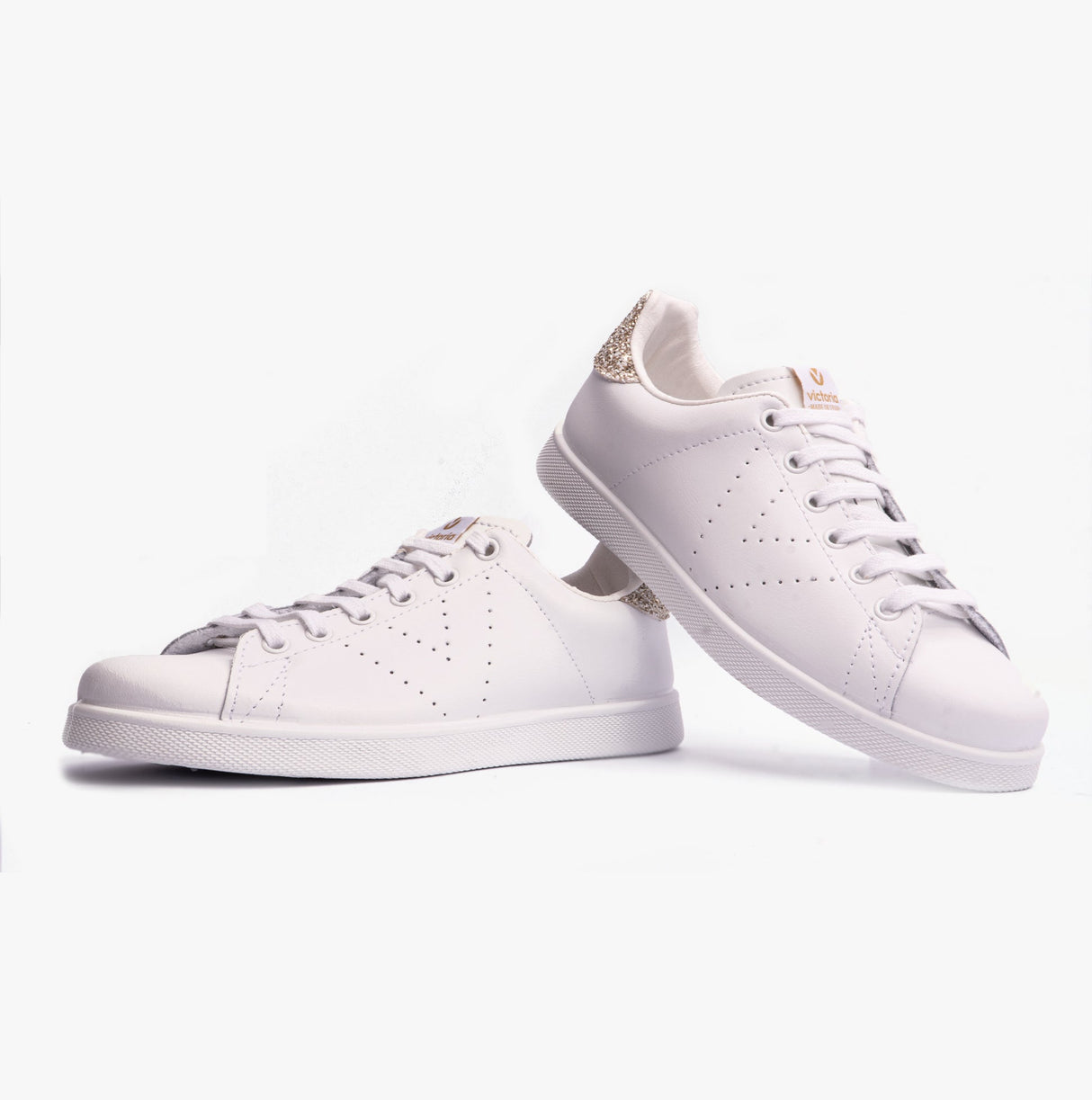 Victoria TENIS LEATHER & GLITTER Womens Trainers Cava