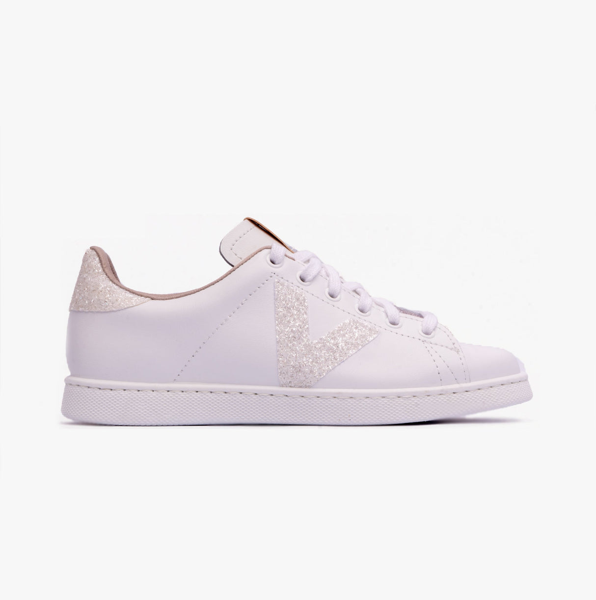 Victoria TENIS LEATHER & GLITTER SWIRLS Womens Trainers Blanco