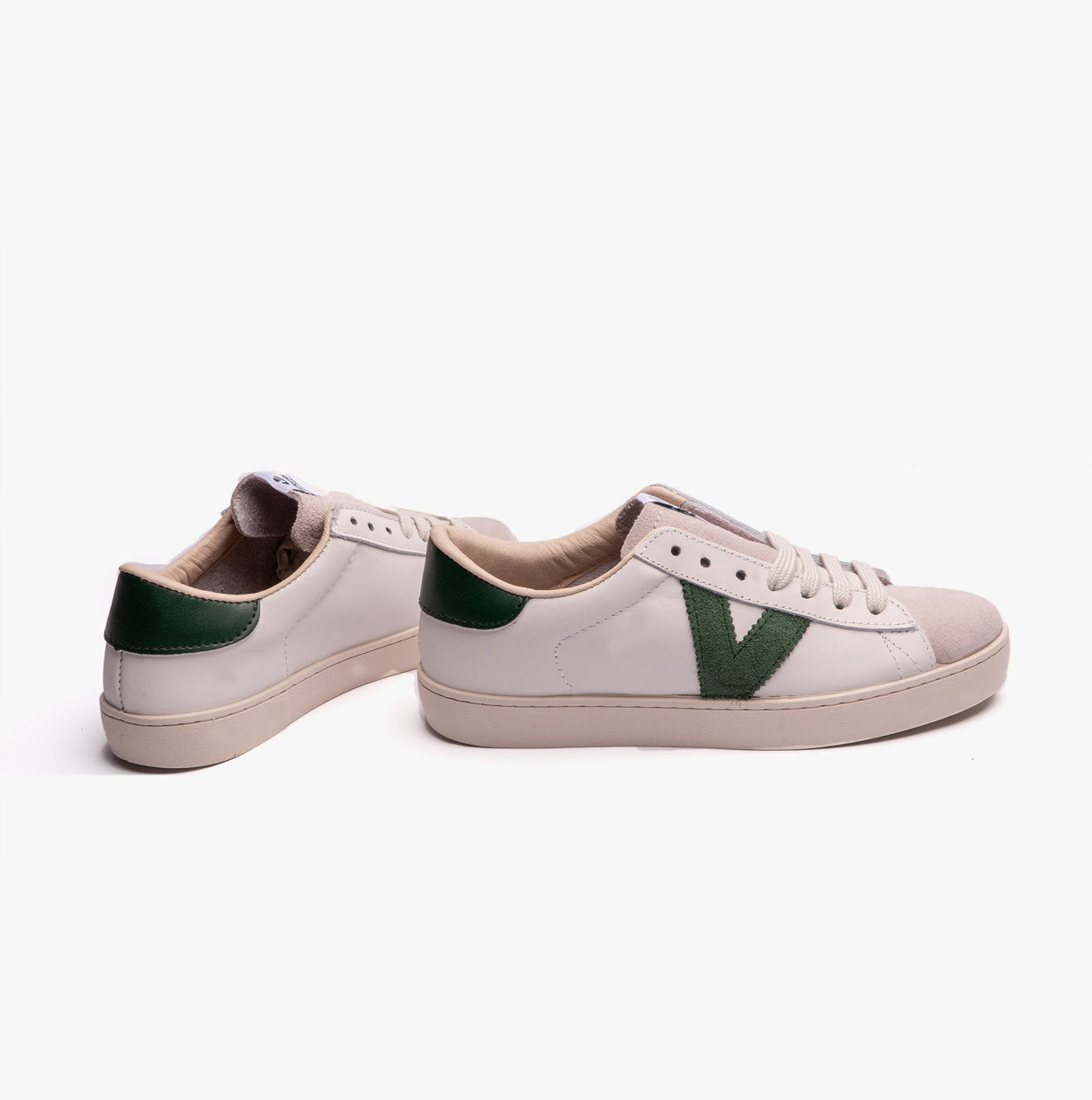 Victoria BERLIN LEATHER & SPLIT Womens Trainers White/Green