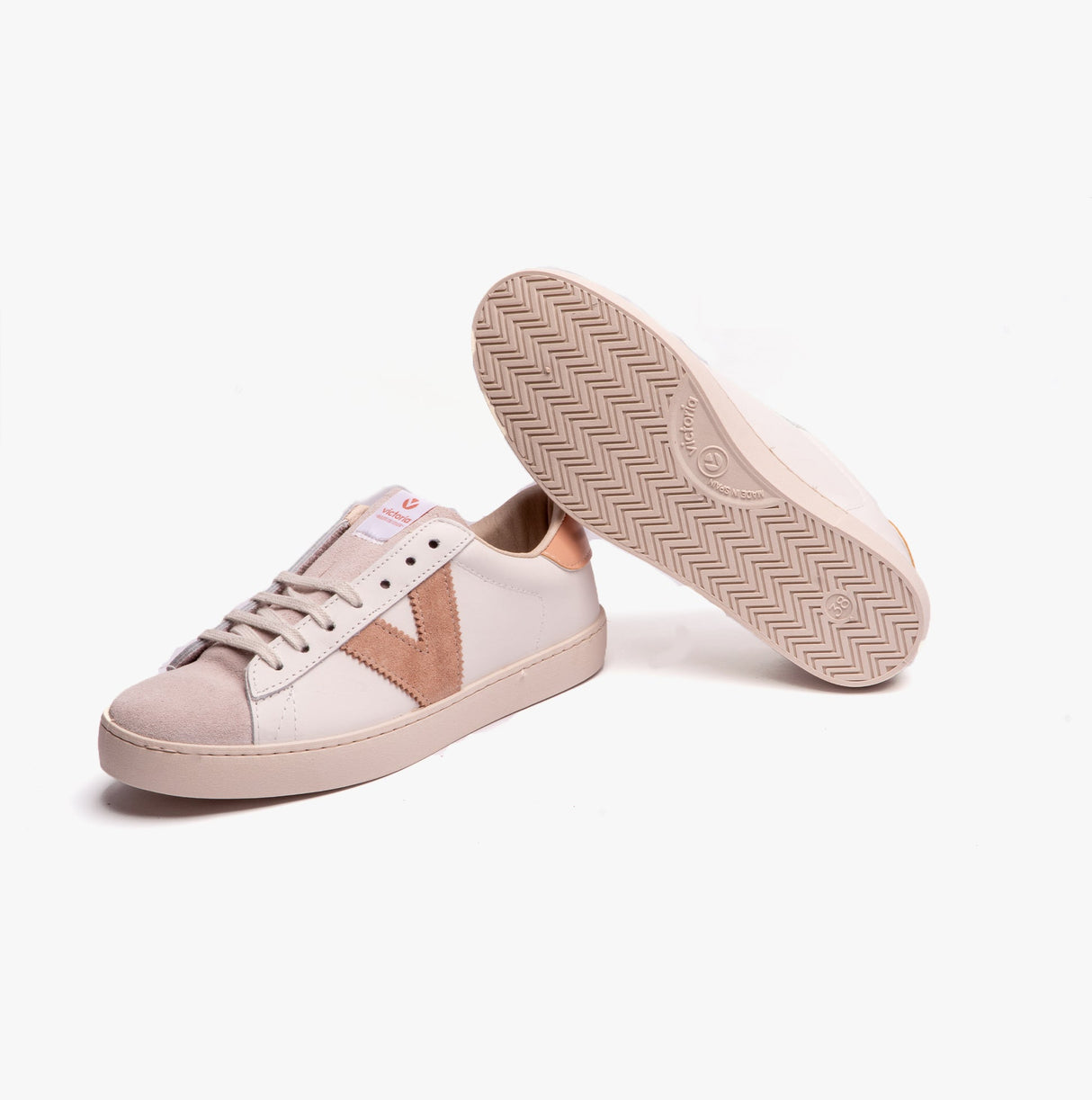 Victoria BERLIN LEATHER & SPLIT Womens Trainers White/Beige