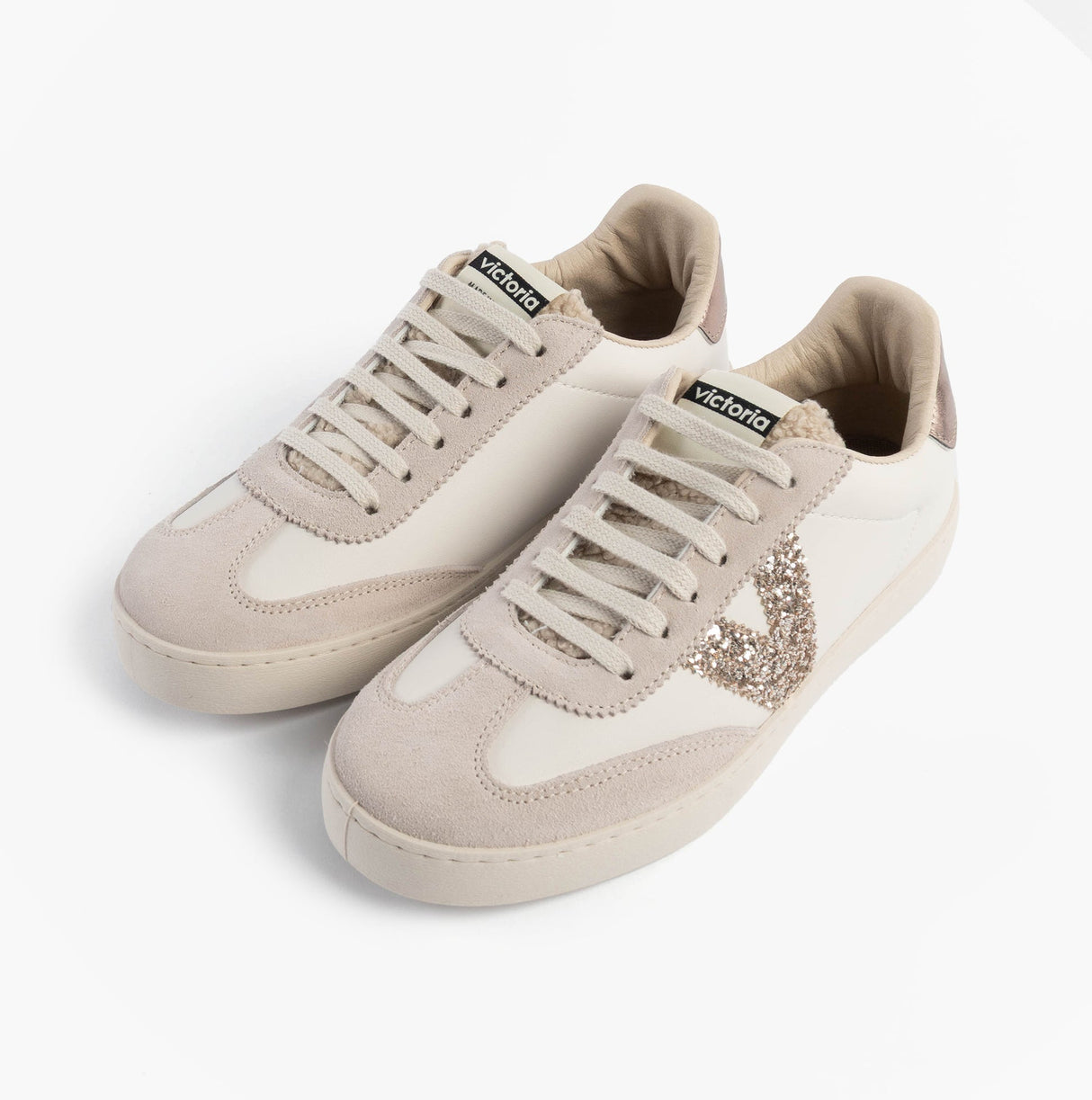 Victoria BERLIN FAUX LEATHER & SHEARLING CYCLIST Womens Trainers Hielo