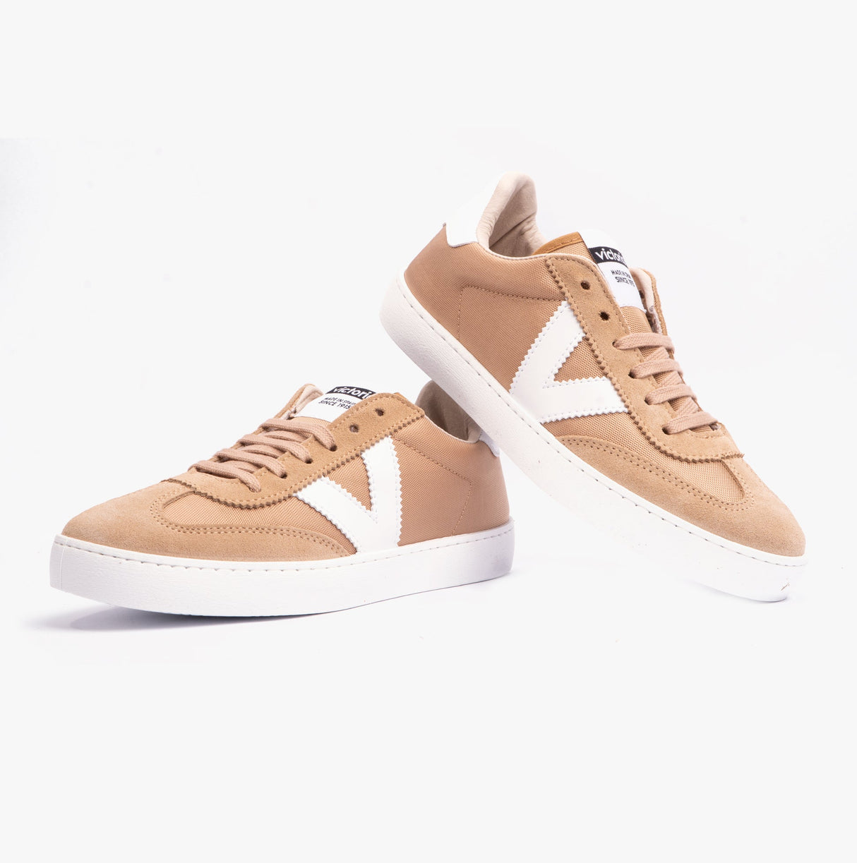 Victoria BERLIN SPLIT LEATHER & NYLON Womens Trainers Taupe