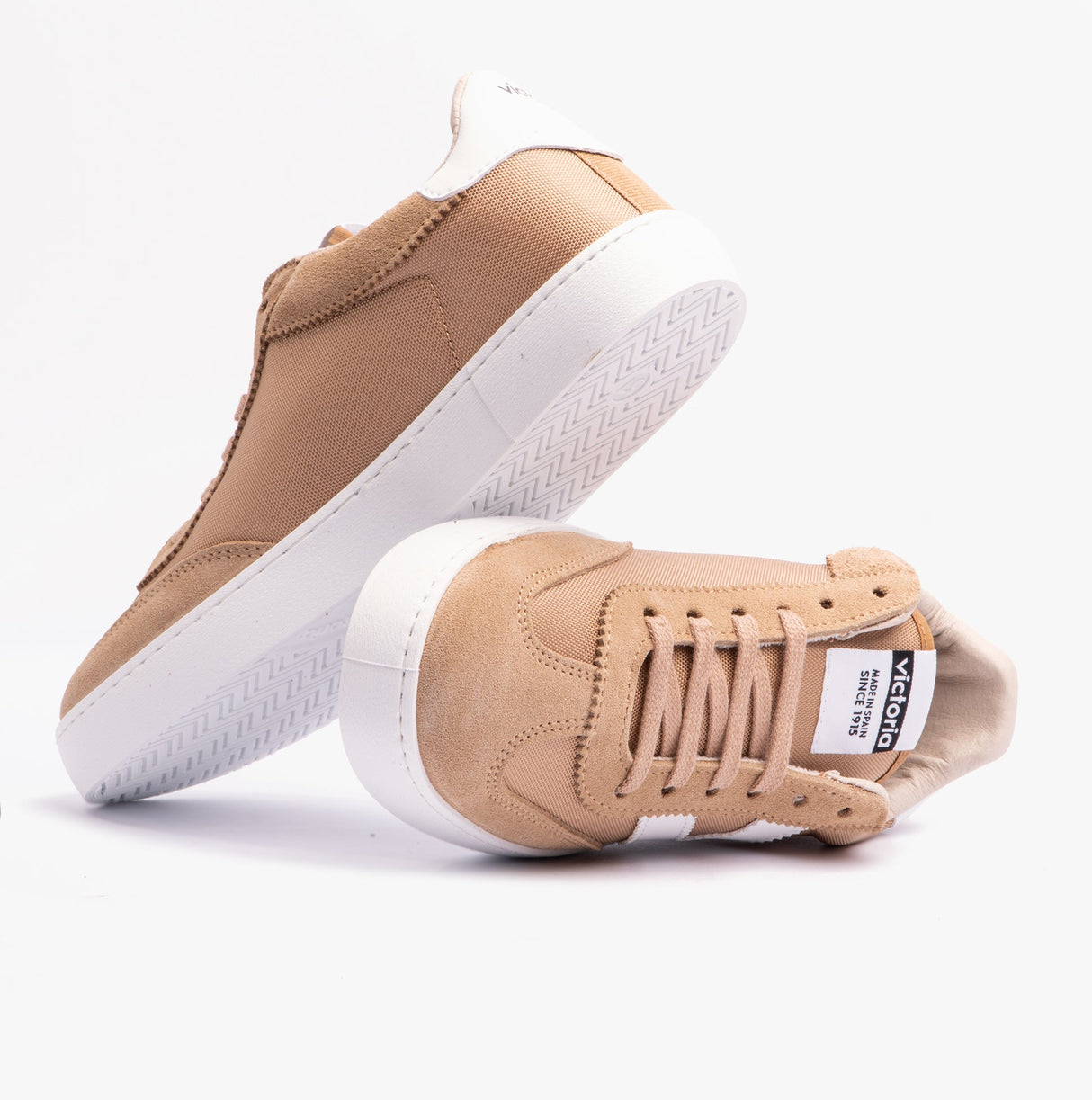 Victoria BERLIN SPLIT LEATHER & NYLON Womens Trainers Taupe