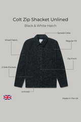 Colt Zip Shacket Unlined - Black & White Hatch