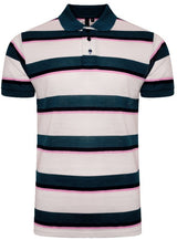 Mens Striped Polo Shirts Pique Short Sleeve Yarn Dyed T-Shirt Casual Top M - 6XL