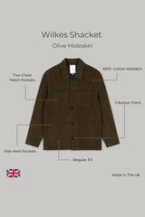 Wilkes Shacket - Olive Moleskin