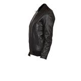 Women's Biker Bomber Leather Jacket | Black